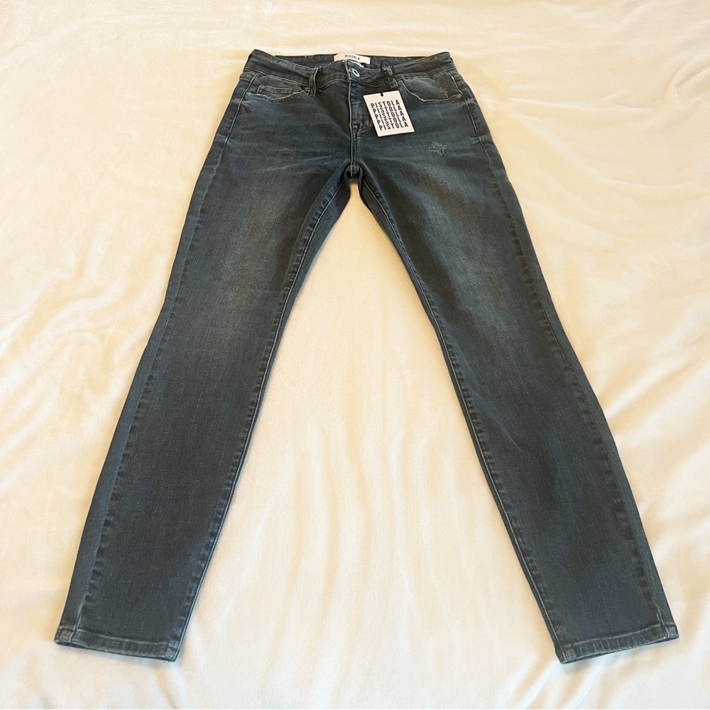 NEW Pistola size 27 Audrey mid rise crop jean blue denim
